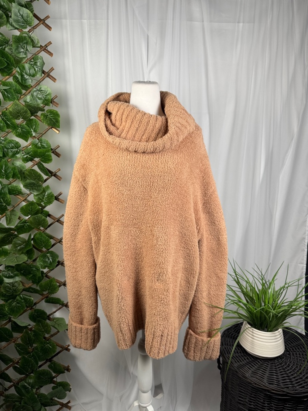 Adam Lippes Camel Bouclé Cowl Sweater